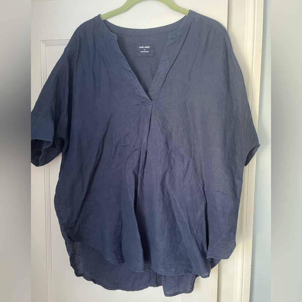 Mark’s and Spencer Pure Linen shirt-sleeves popover UK14